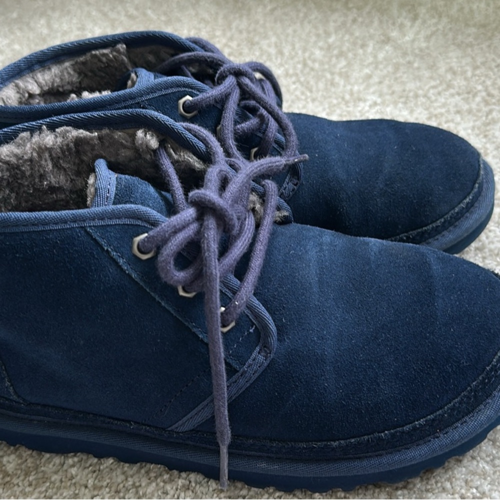 Blue Suede Chukka Boots with Plush Lining